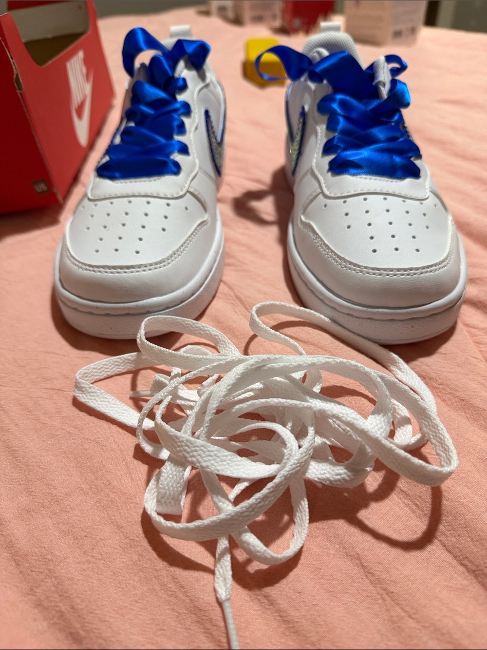 Nike Size 6 Court Borough Low Sneakers with Crystal-Embellished Swoosh - Picture 2 of 14